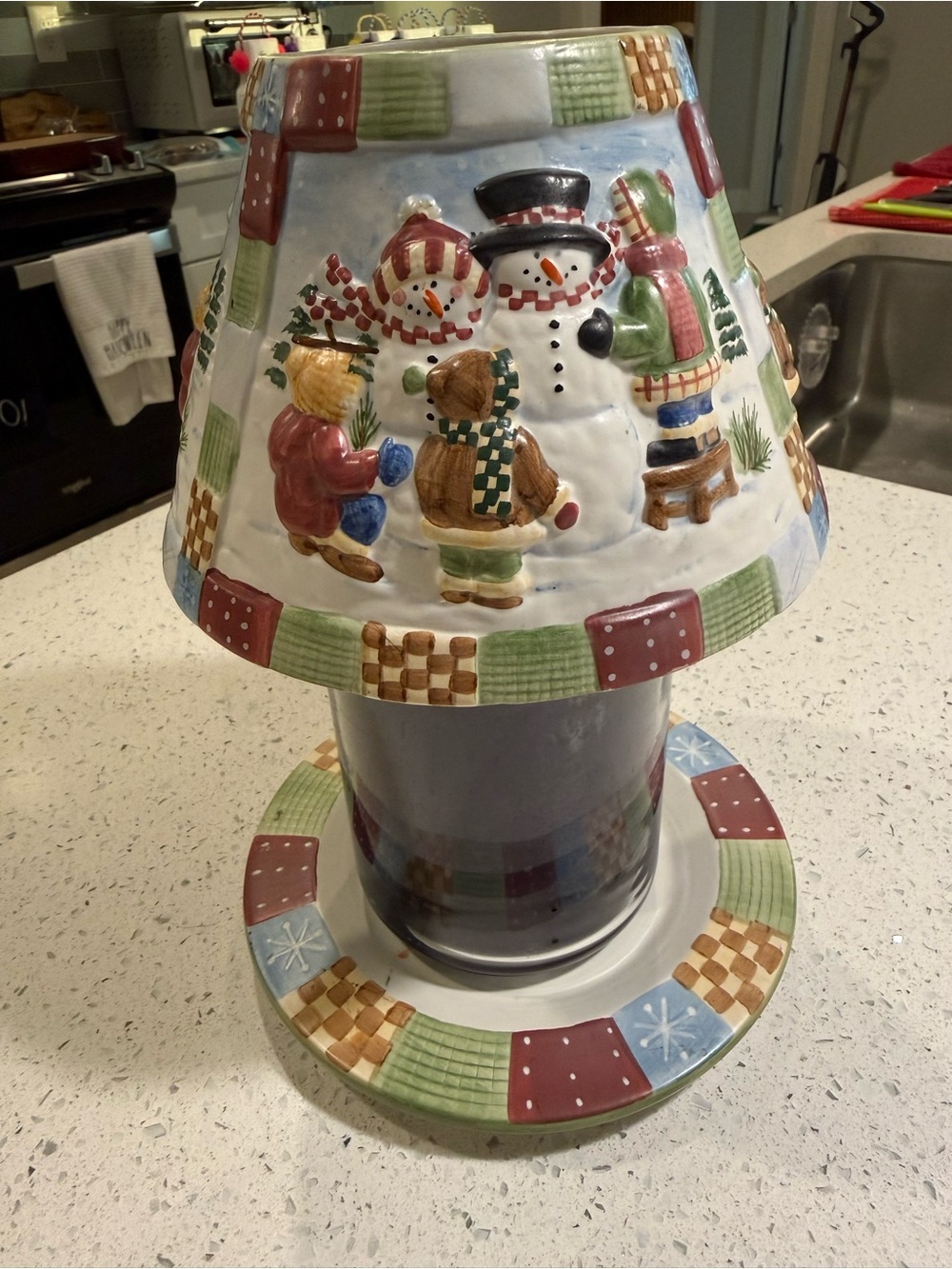 Yankee Candle Multicolor Snowman Ceramic Holiday Lamp for large candle